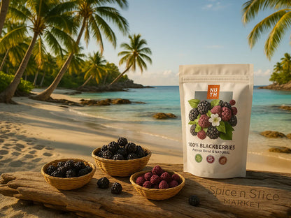 More Natural Tropical Beach Paradise with Original Product and Very Discreet Spice n Slice Market Branding
