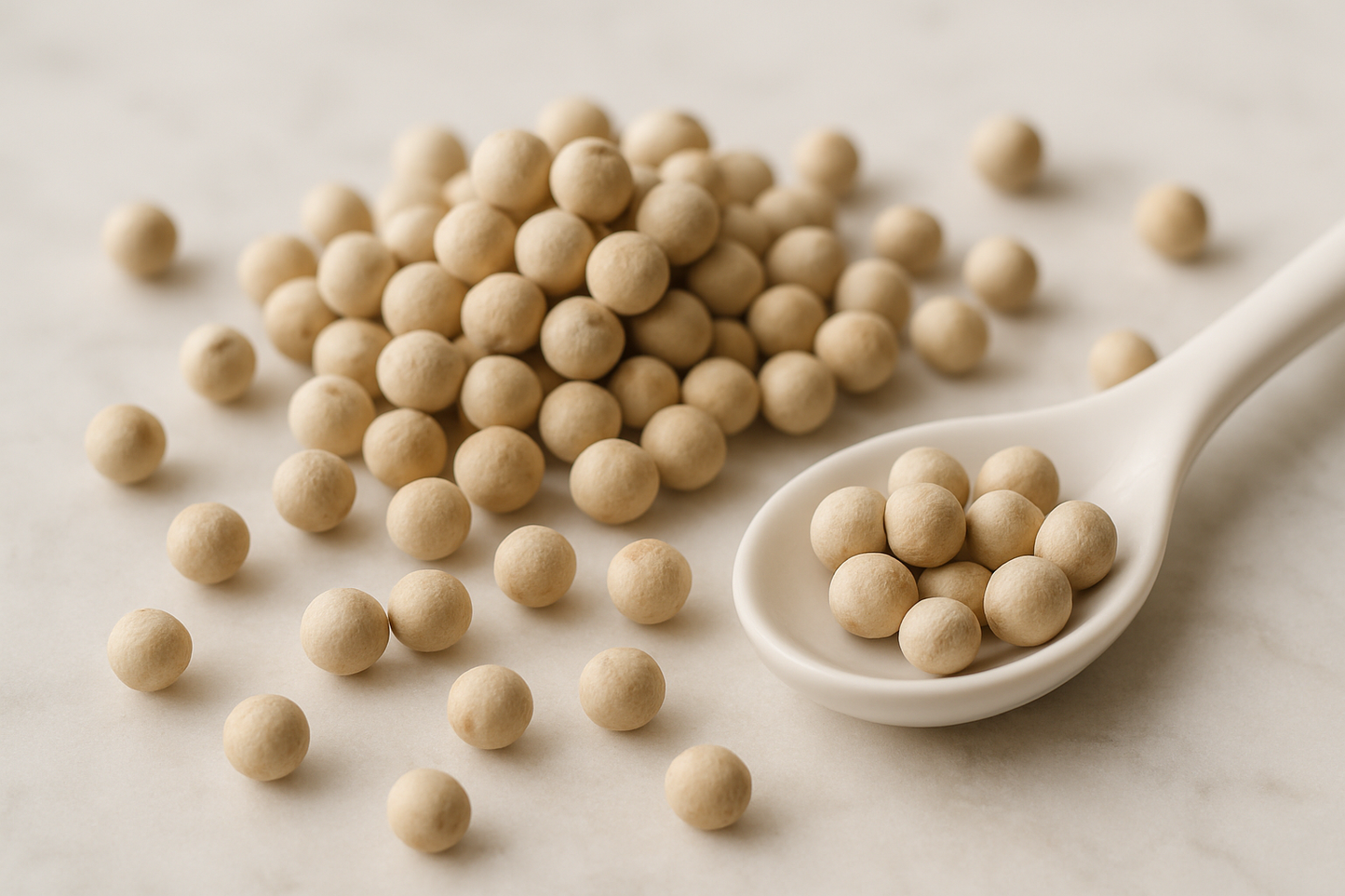 Kampot White Peppercorns Raw Close-up