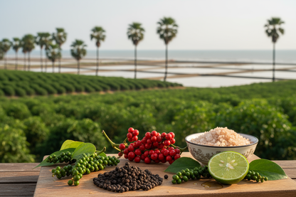 Cambodian landscape with ingredients