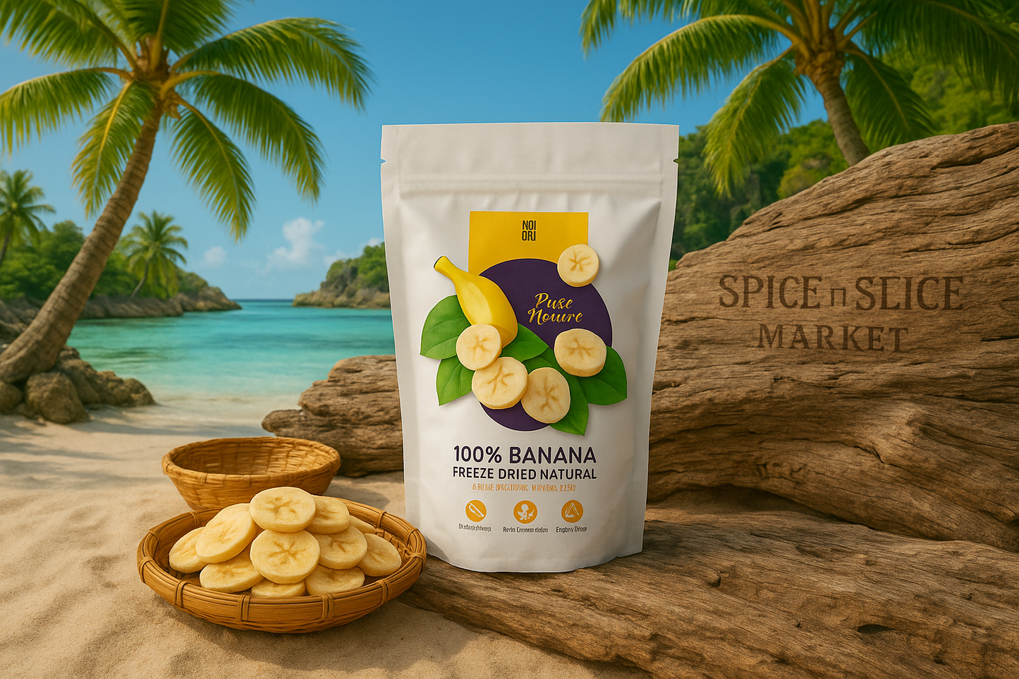 Beautiful Natural Tropical Beach Paradise with Original Product and Extremely Subtle Branding - No Wildlife