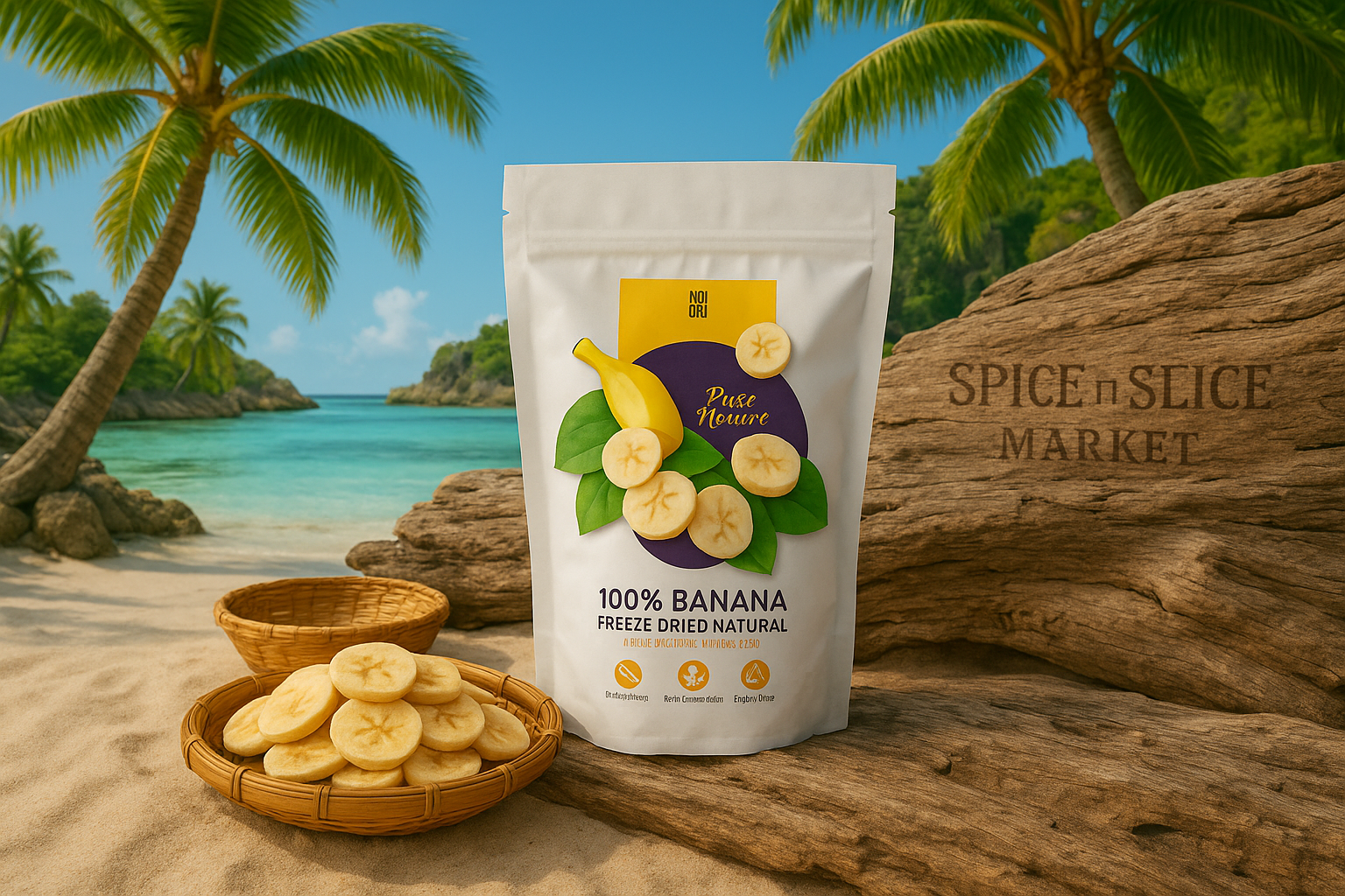Beautiful Natural Tropical Beach Paradise with Original Product and Extremely Subtle Branding - No Wildlife