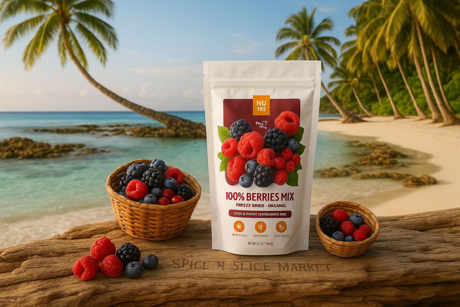 Beautiful Natural Tropical Beach Paradise with Original Product and Extremely Subtle Branding - No Wildlife