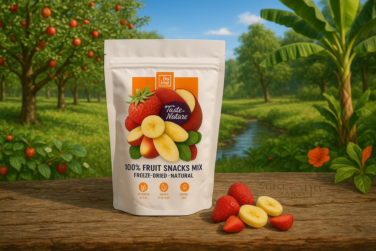 Ultra-Natural Tropical Orchard with Extremely Subtle Branding