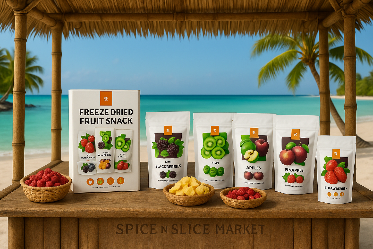 Original Product in Beautiful Tropical Beach Market with Very Discreet Branding