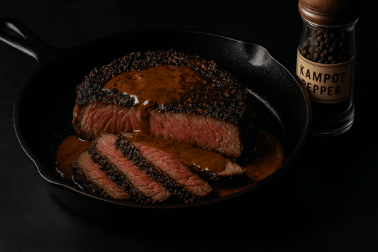 Steak au poivre with Kampot pepper crust and pan sauce