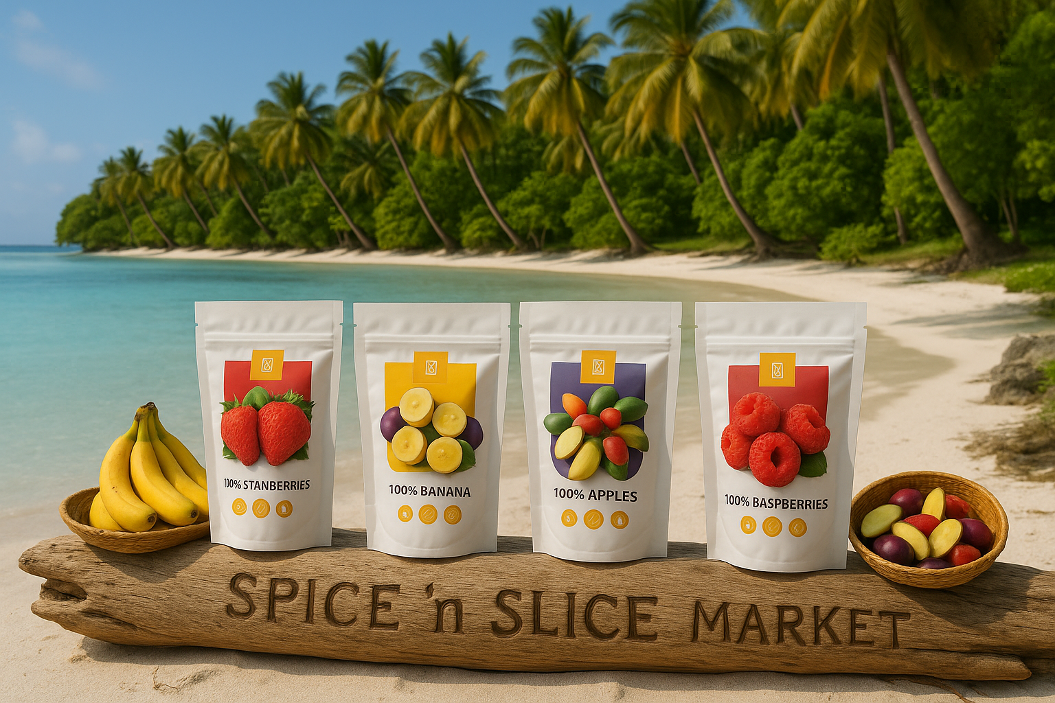 Beautiful Natural Tropical Beach Paradise with Original Product and Extremely Subtle Branding - No Wildlife