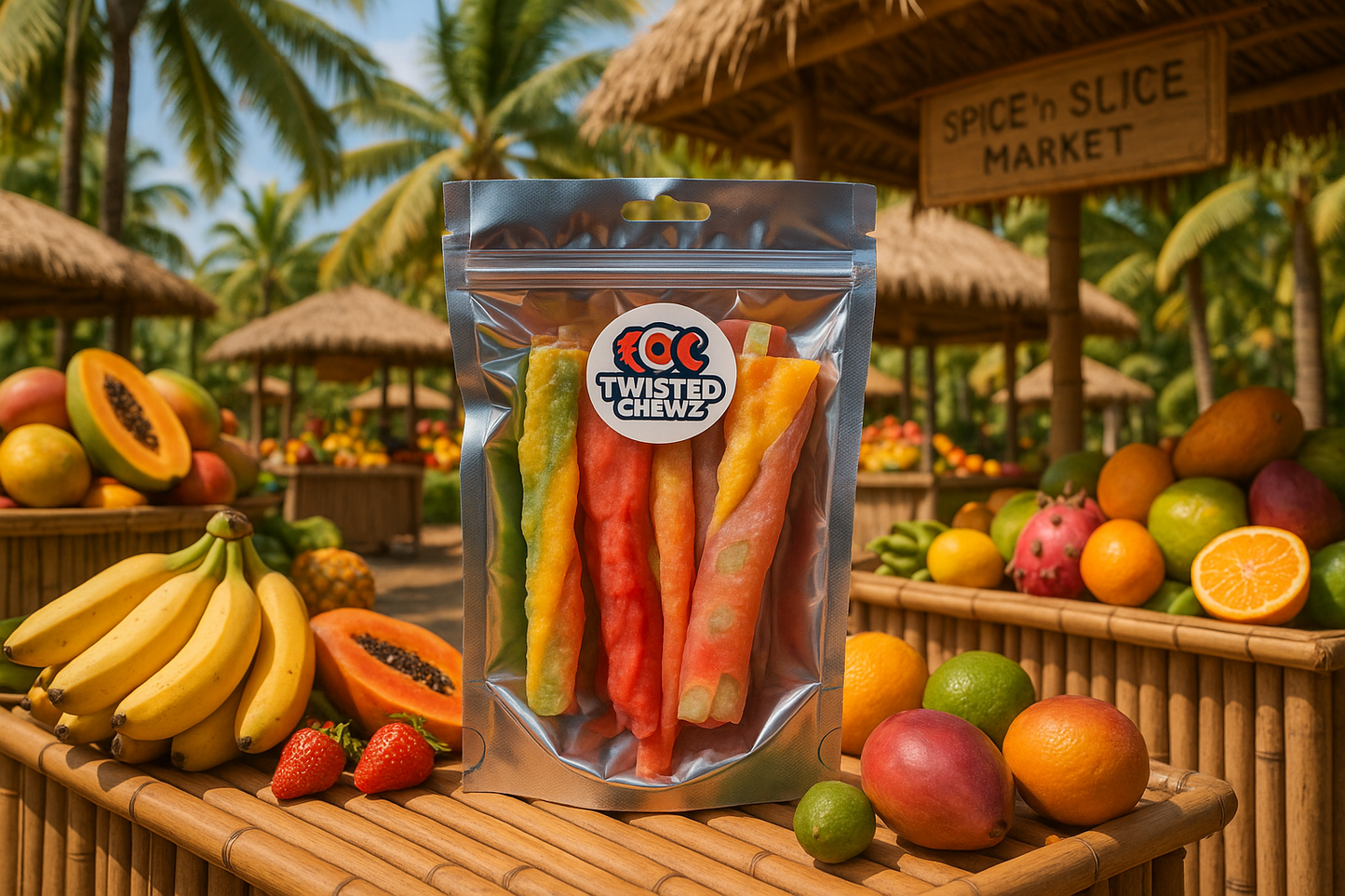 Tropical Market Fruit Roll-Ups Display
