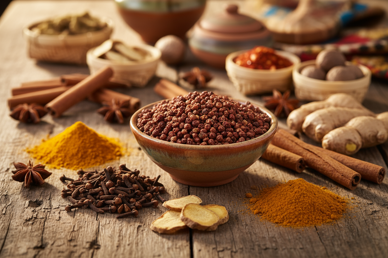 Melegueta pepper with African spices