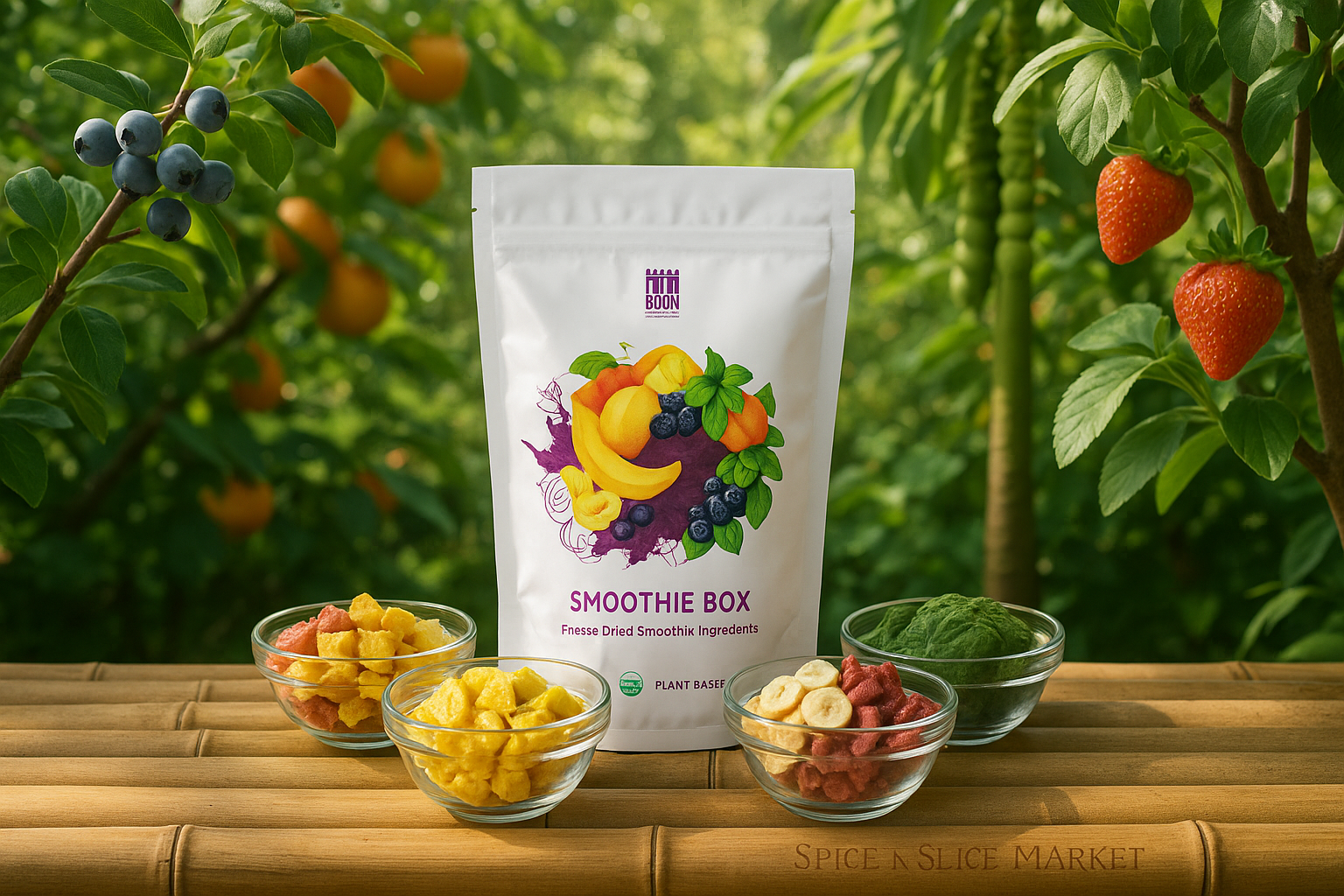 Beautiful Natural Tropical Smoothie Garden with Original Product