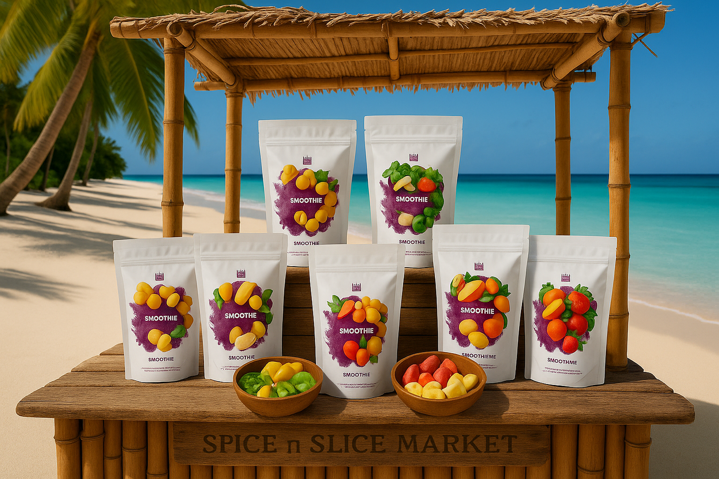 Original Product in Tropical Beach Market with Very Discreet Branding