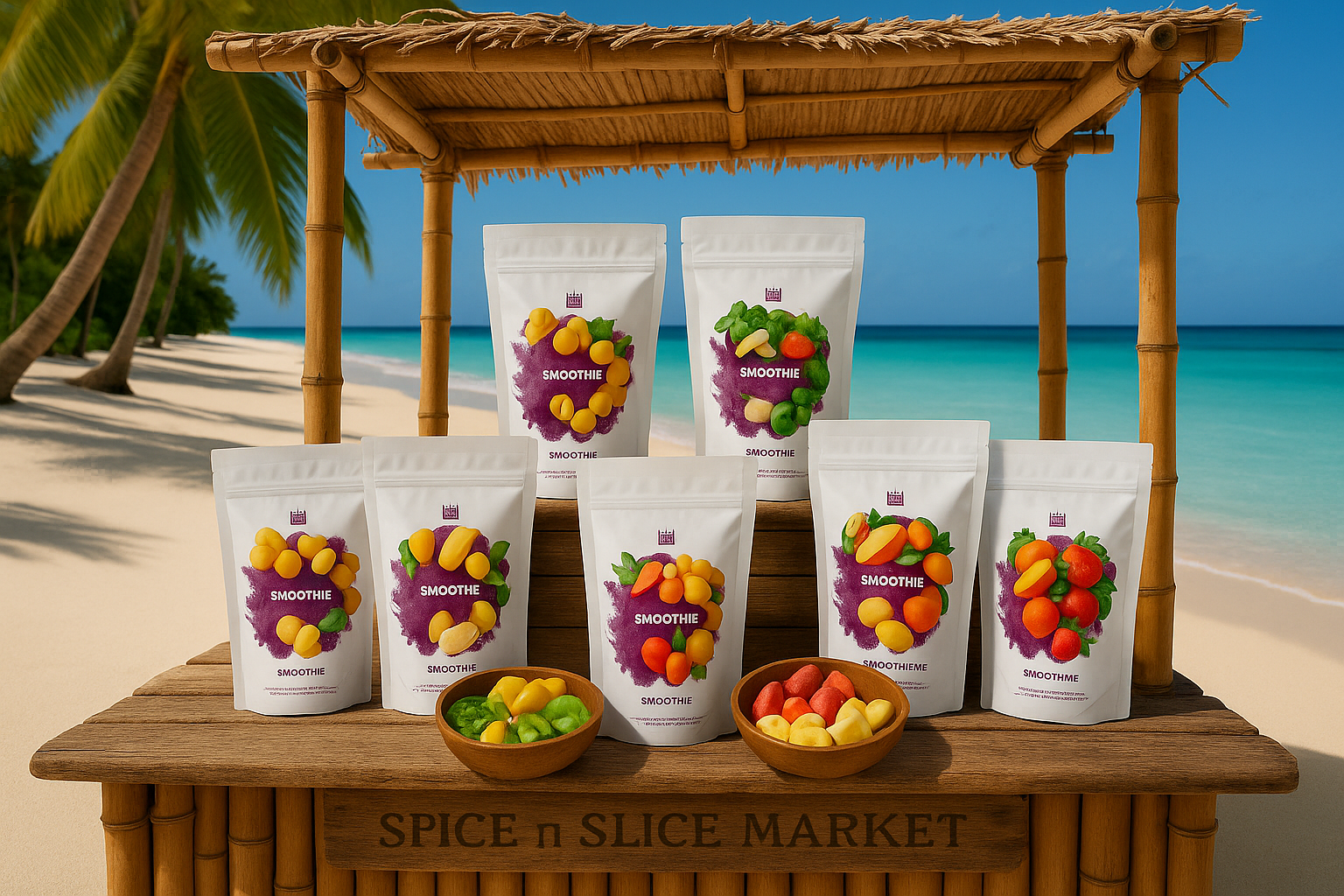 Original Product in Tropical Beach Market with Very Discreet Branding