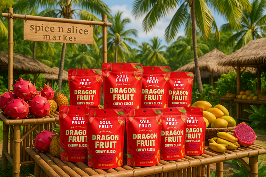 Tropical Market Dragon Fruit Slices Display