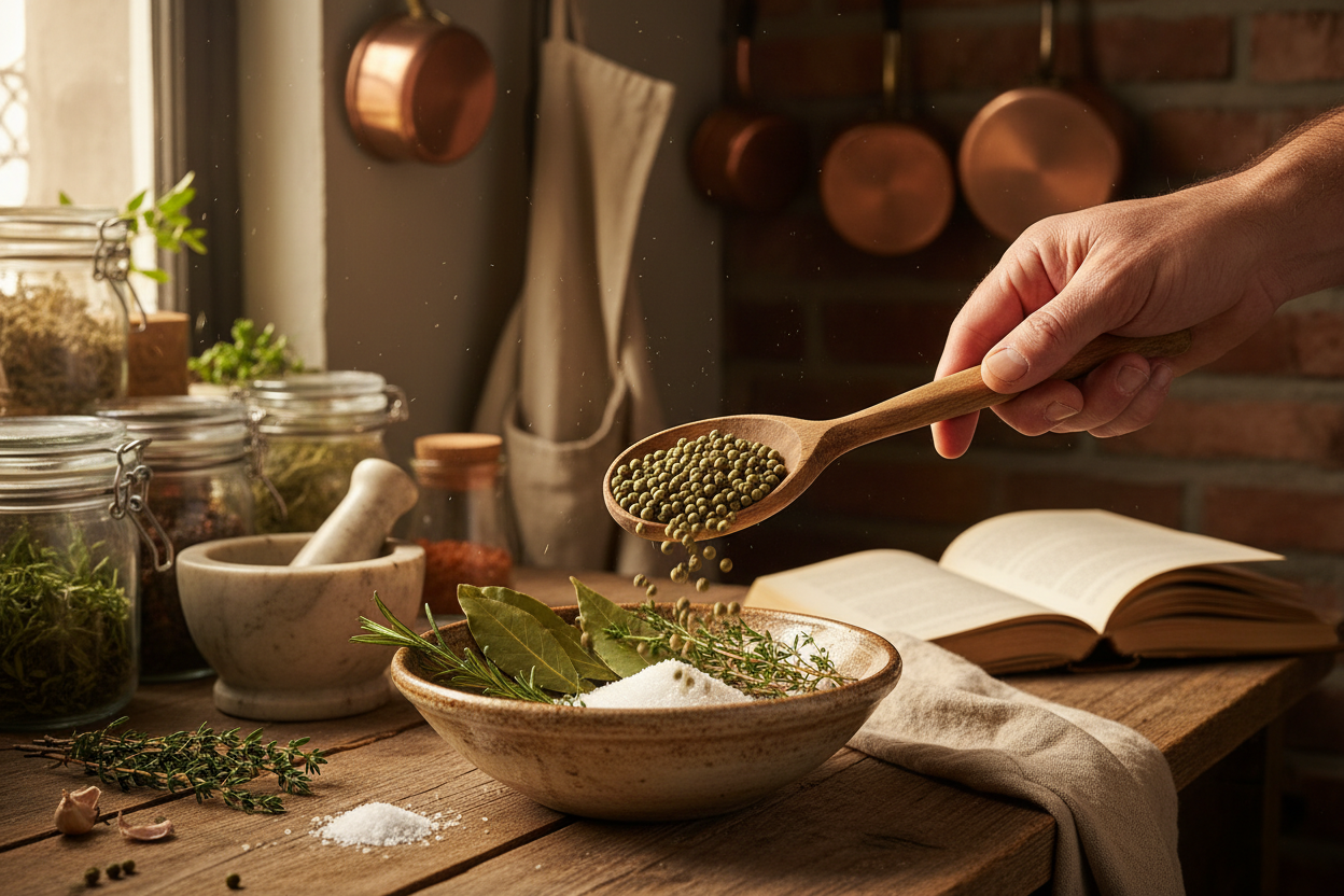 Hand with green Malabar peppercorns