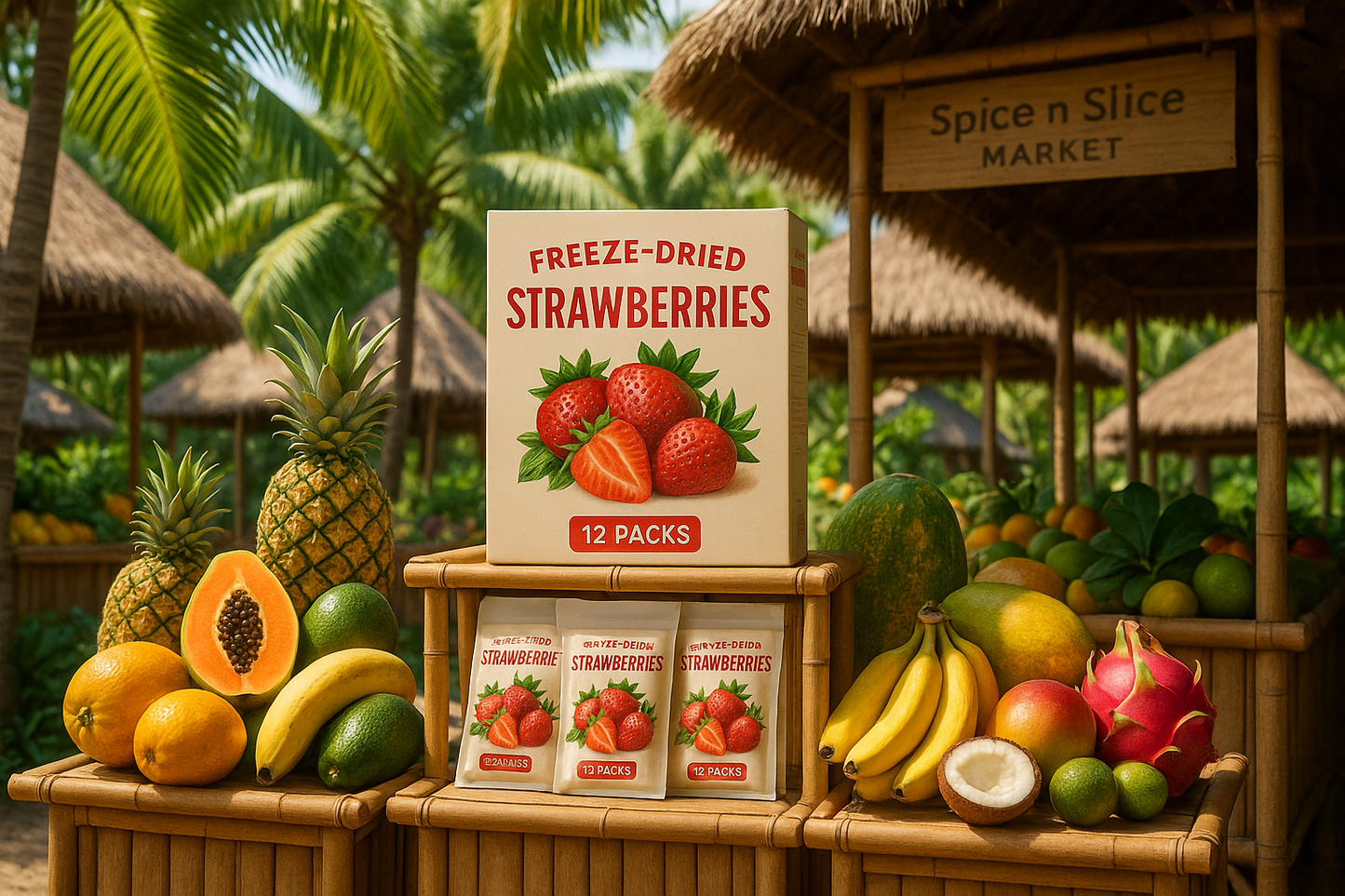 Tropical Market Strawberries Snack Box Display