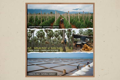 Cambodian Essentials Wholesale — Gourmet Starter Collection | Kampot Pepper, Palm Sugar & Sea Salt