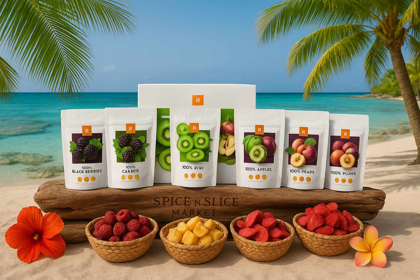 Beautiful Natural Tropical Beach Paradise with Original Product and Extremely Subtle Branding - No Wildlife