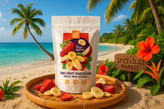 Tropical Beach Paradise with Fruit Mix and Branding