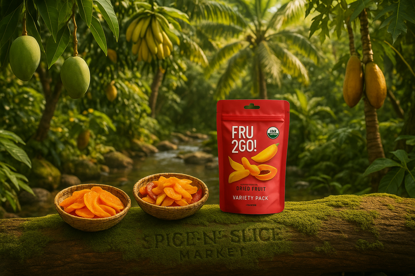 Beautiful Natural Tropical Fruit Grove with Original Product