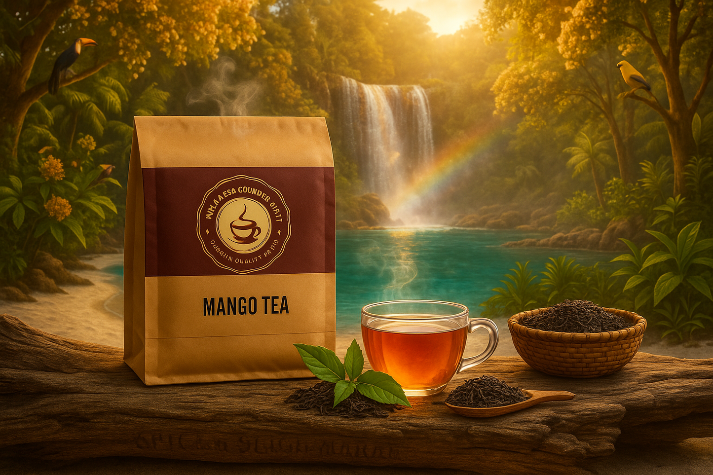 Breathtaking Tropical Tea Paradise with Original Product and Extremely Subtle Branding