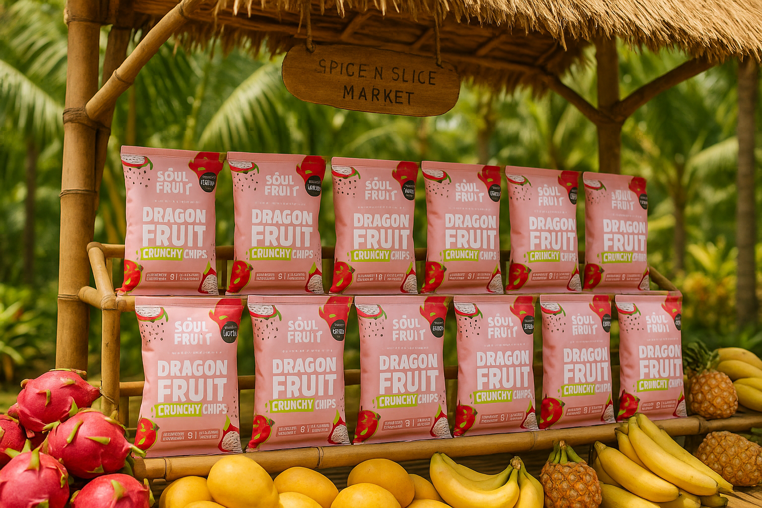 Tropical Market Dragon Fruit Display