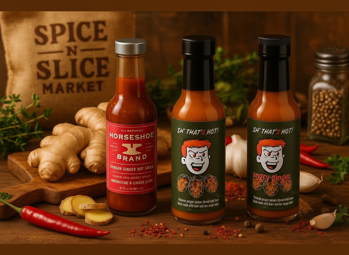Korean ginger street heat trio lineup on wood