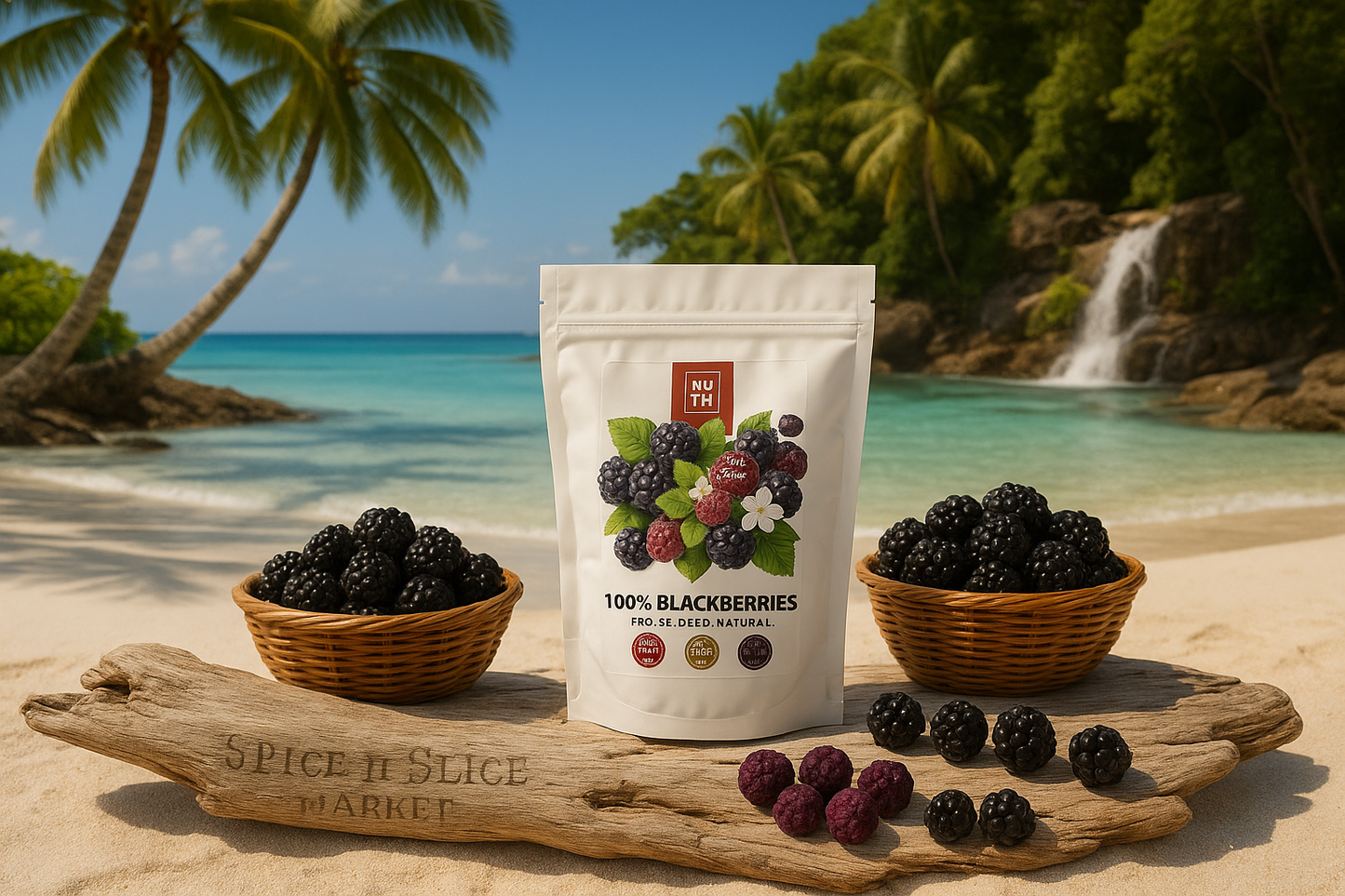 Beautiful Natural Tropical Beach Paradise with Original Product and Extremely Subtle Branding - No Wildlife