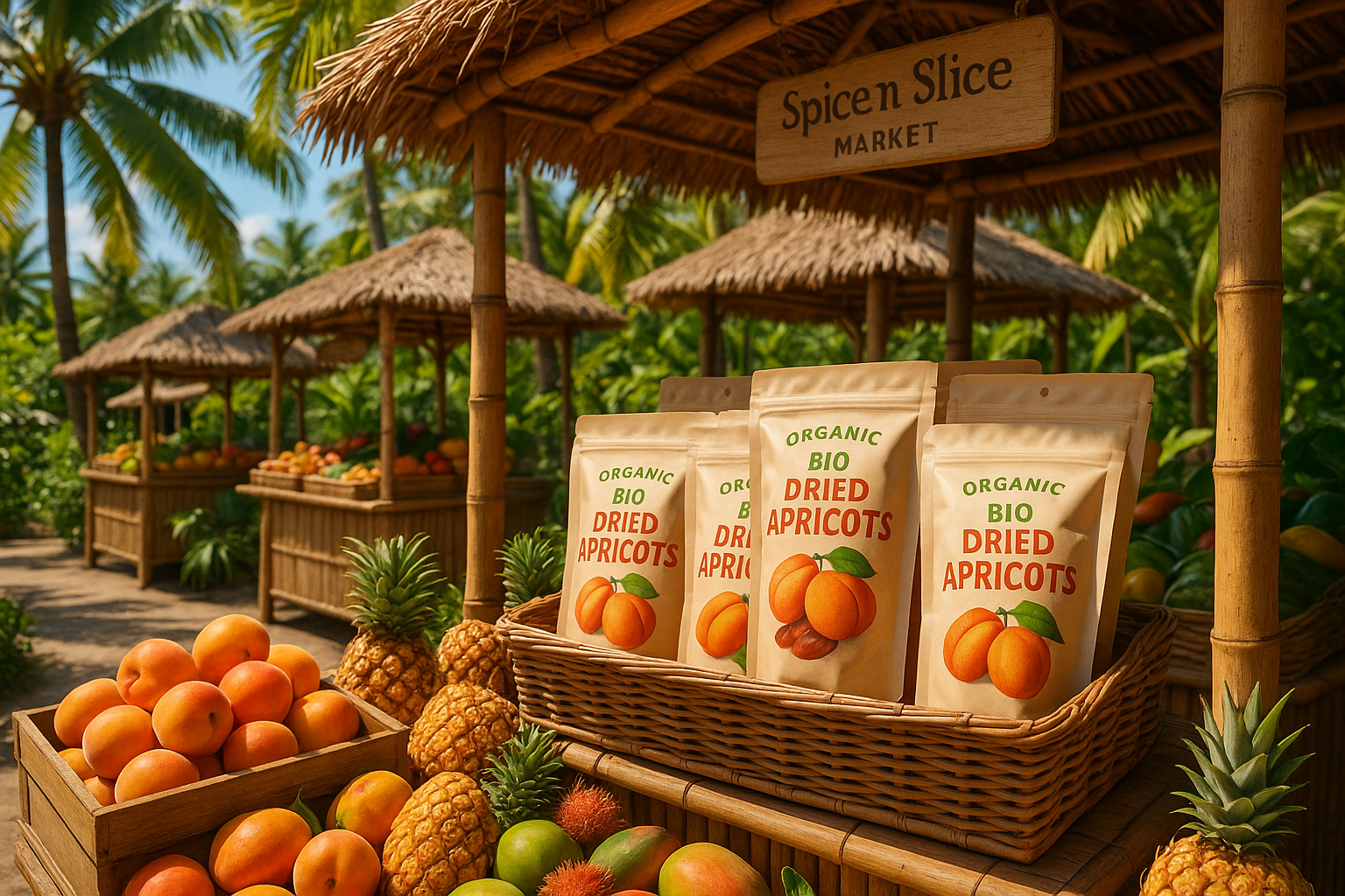 Tropical Market Bio Apricots Display
