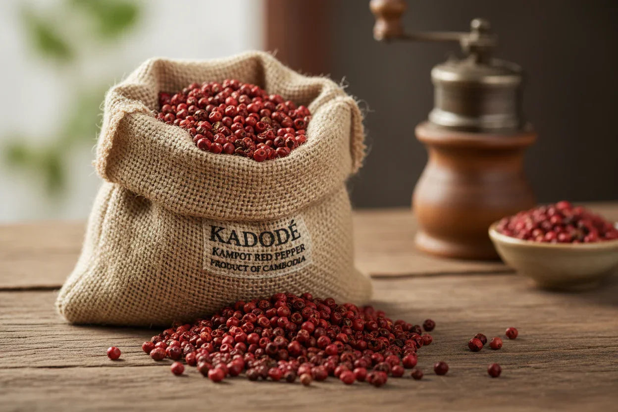 Kadodé Kampot Red Pepper 10kg Burlap Sack