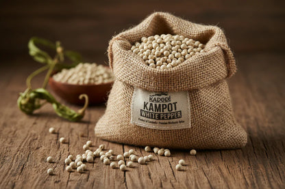 Kadodé Kampot White Pepper 10kg Burlap Sack