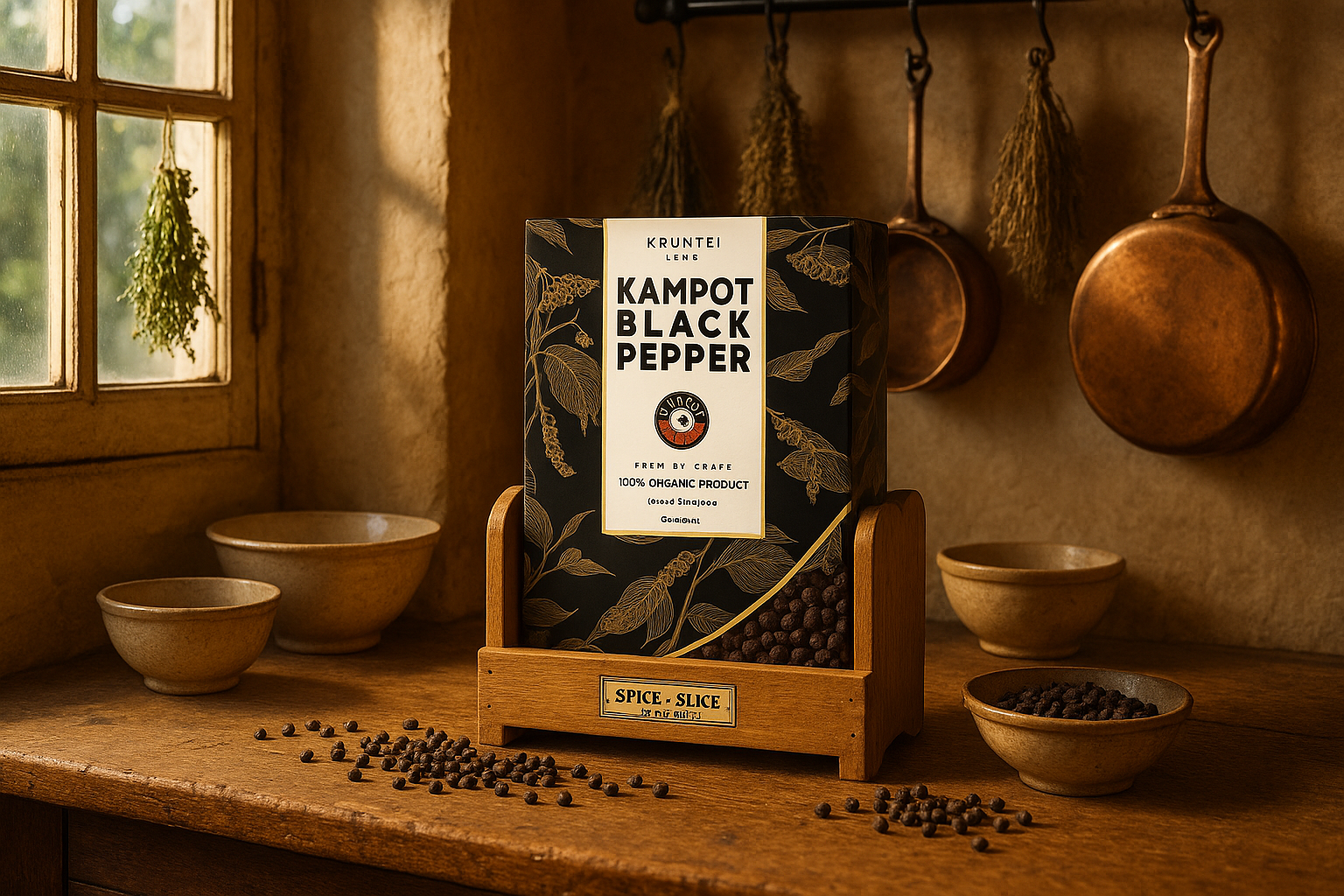 Kampot Black Pepper on French Spice Rack
