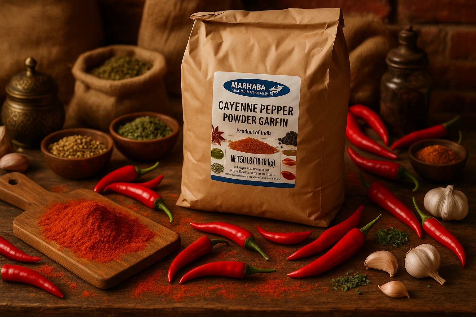 Kasuku Marhaba Cayenne Pepper in market setting