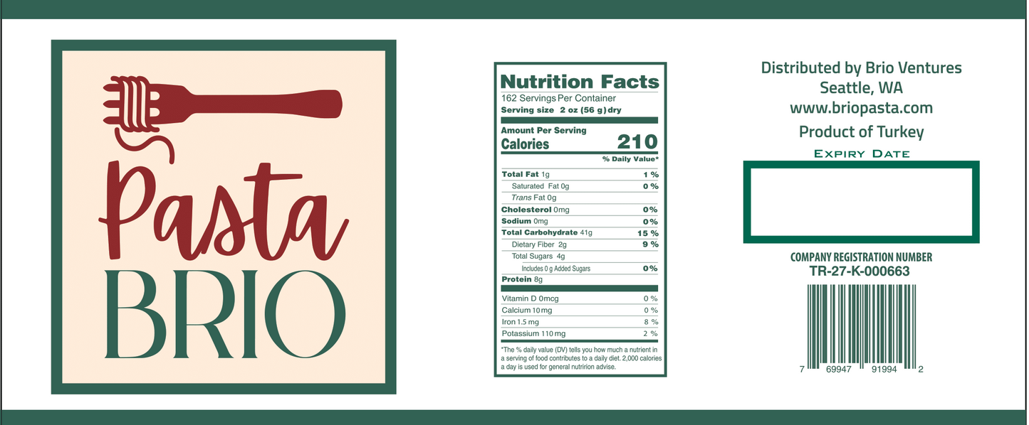 PastaBRIO Durum Wheat Pasta - LINGUINE - 20 lb