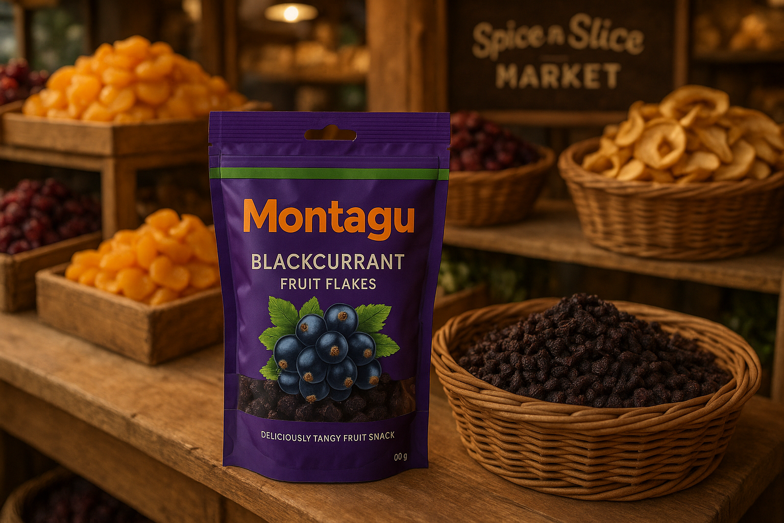 Montagu Blackcurrant Fruit Flakes - Natural Market Setting
