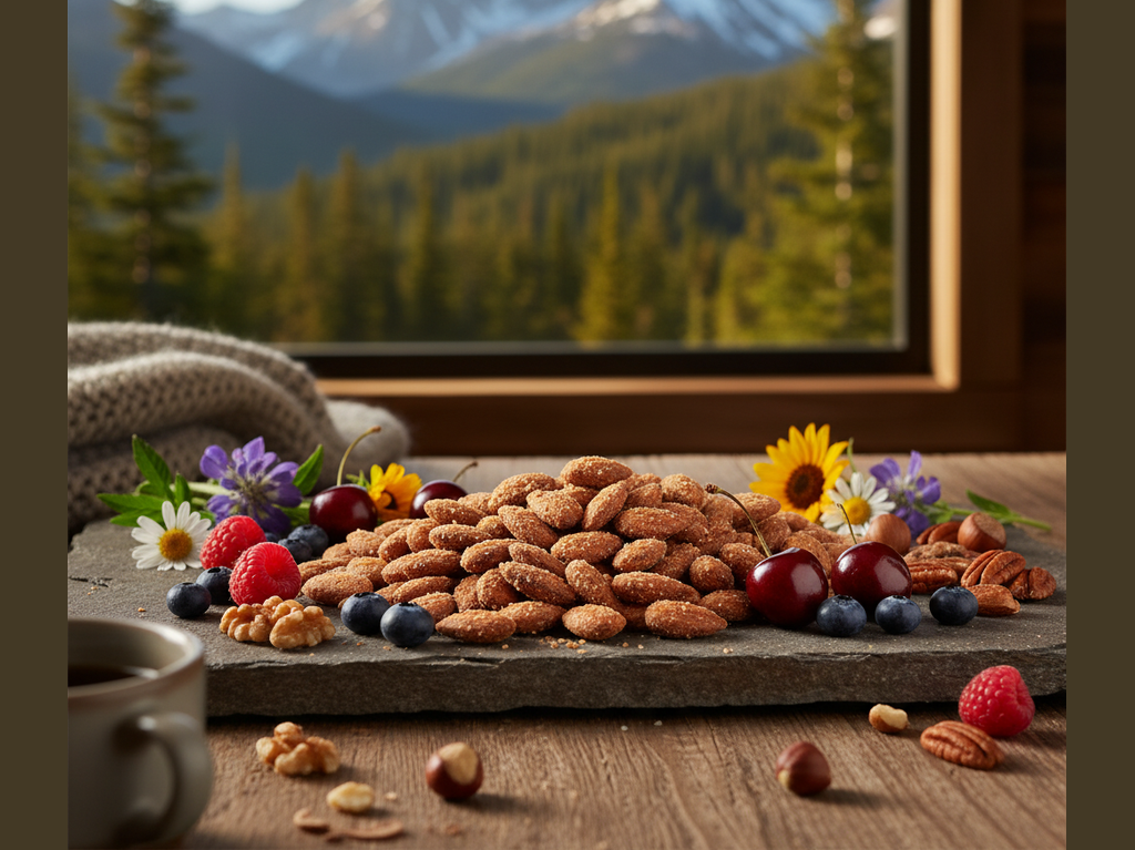 Mountain cabin scene