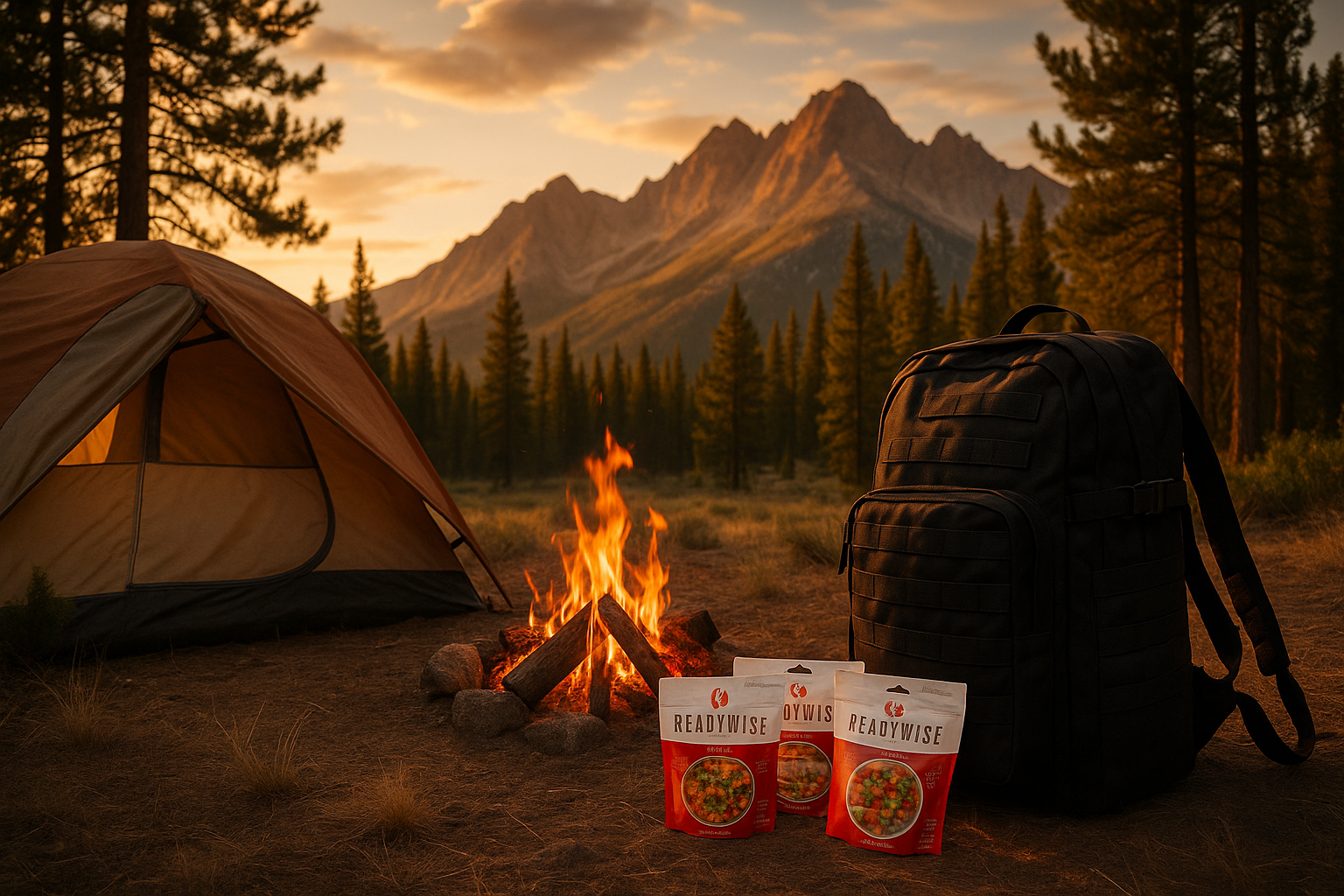 Mountain camping scene