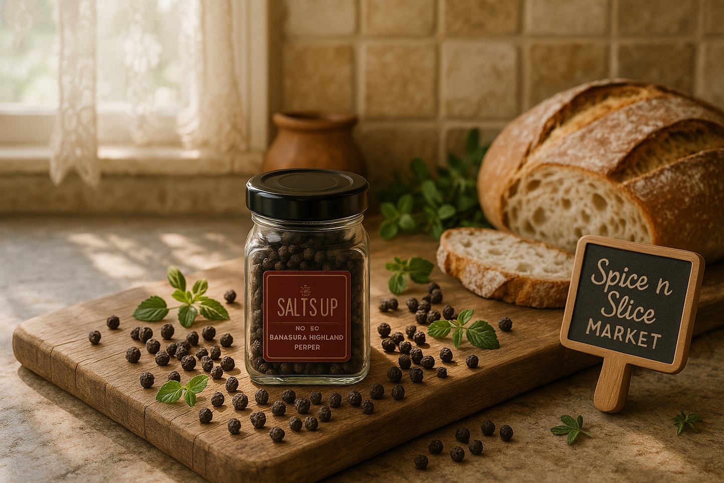 Natural Kitchen Pepper Display