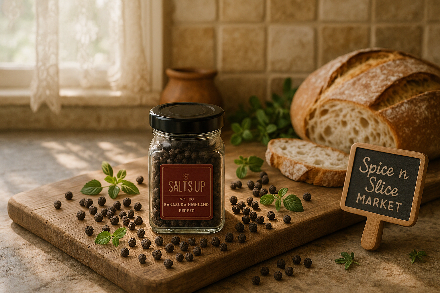 Natural Kitchen Pepper Display
