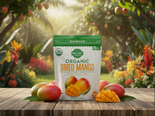 Wellsley Farms Organic Dried Mango, Healthy Snack, 20 oz.