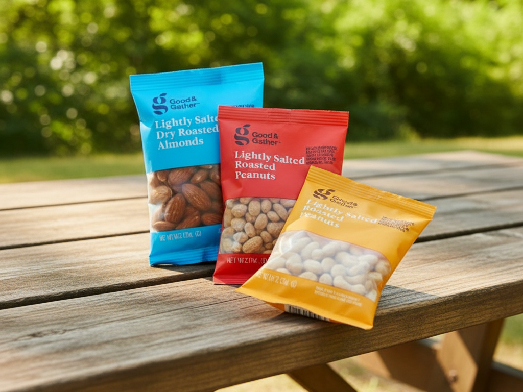 Nuts variety pack in park setting