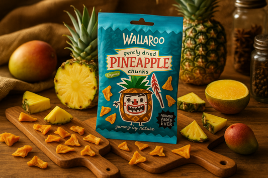 Organic Dried Pineapple Chunks in market setting