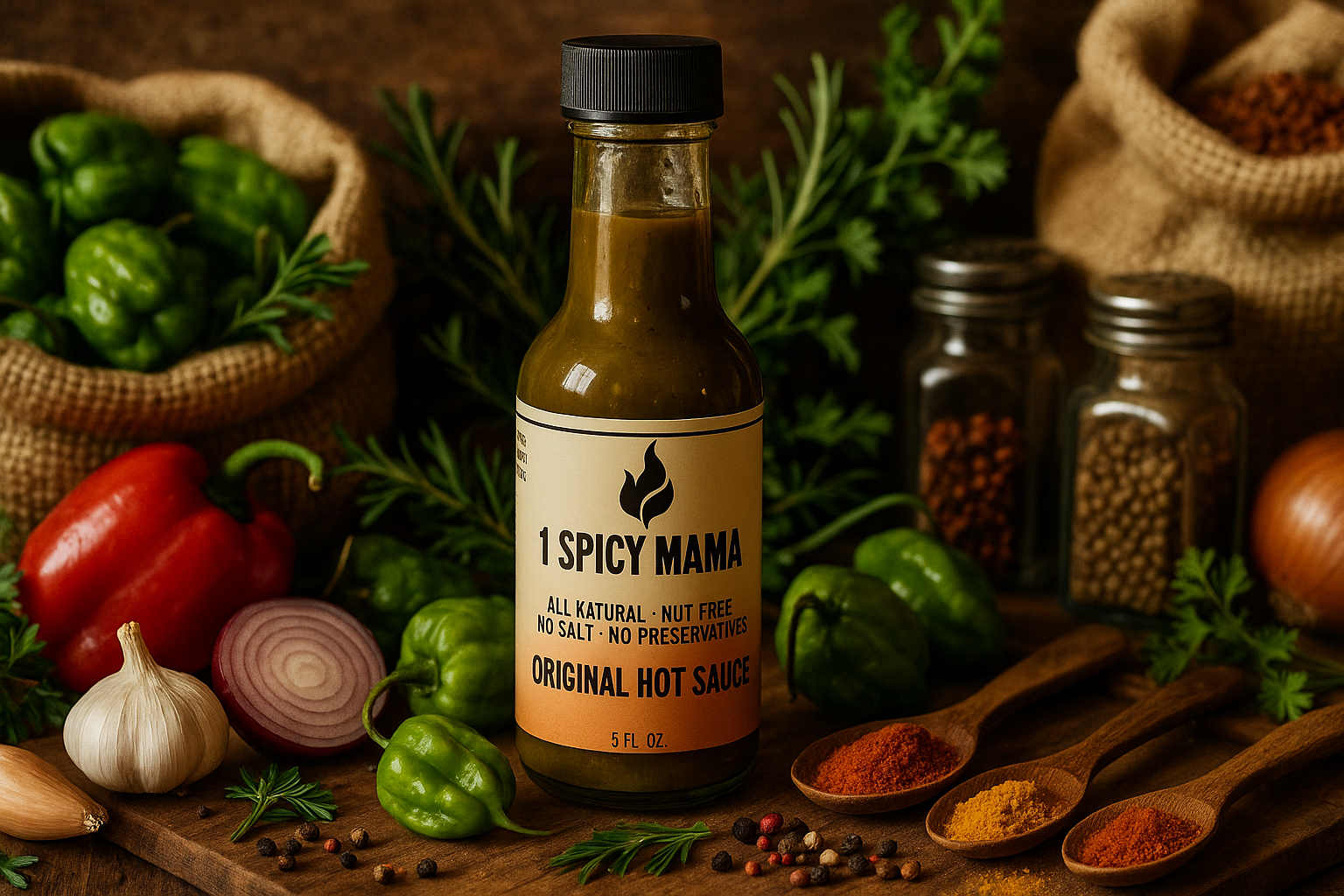 Original Hot Sauce in natural market setting