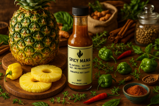 Pineapple Hot Sauce in market setting