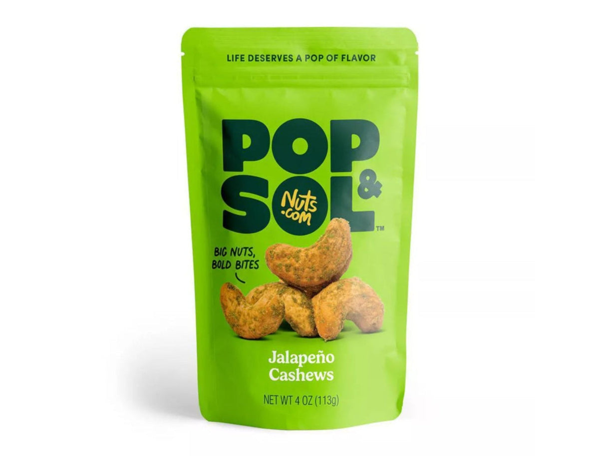 Pop & Sol By Nuts.com Jalapeno Cashews, 4 oz.