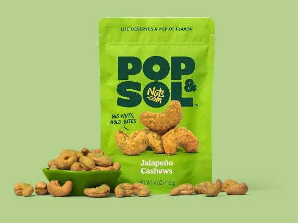 Pop & Sol By Nuts.com Jalapeno Cashews, 4 oz.