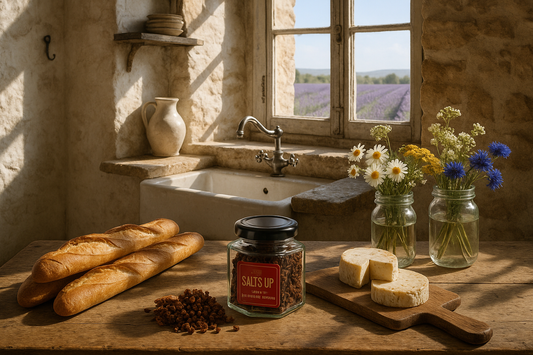 Rustic Kitchen with Lavender Fields View