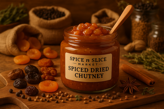 Spiced Dried Fruit Chutney in market setting