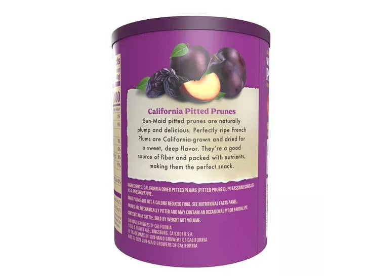 Sun-Maid California Sun-Dried Fruit Whole Pitted Prunes Canister, 16oz