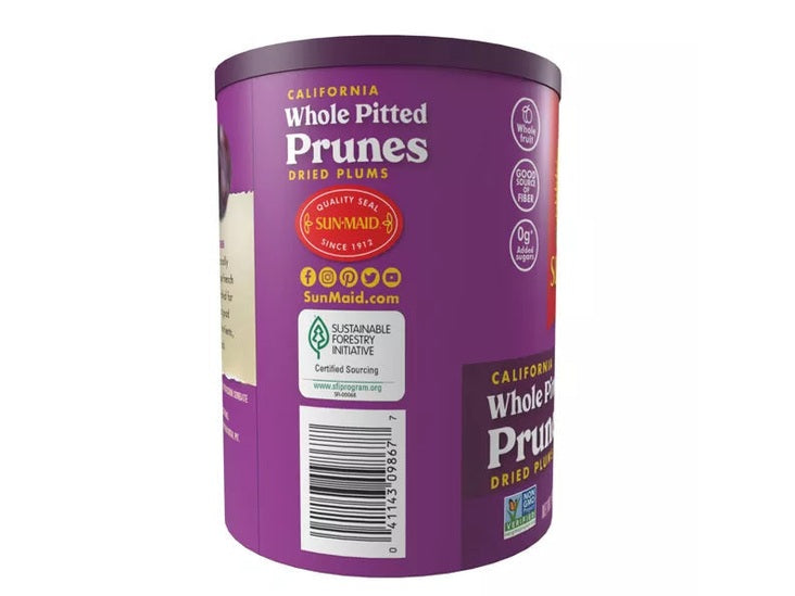 Sun-Maid California Sun-Dried Fruit Whole Pitted Prunes Canister, 16oz