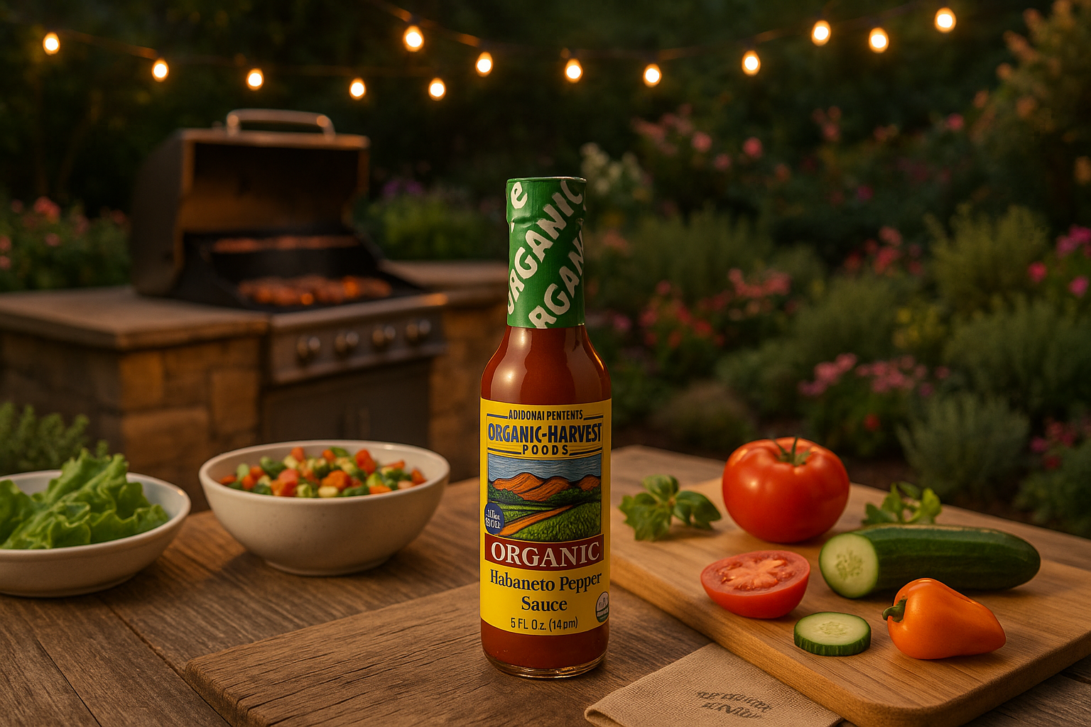 Upscale patio BBQ scene