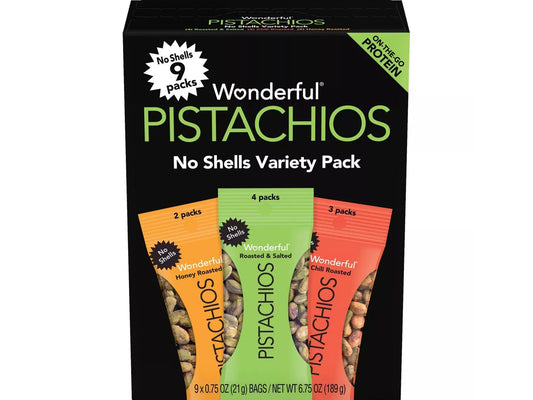 Wonderful Pistachios No Shell Variety Multipack, 0.75oz/9ct.